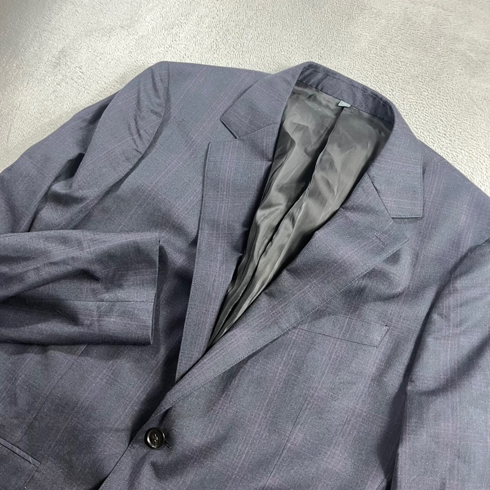 Bonobos Zignone Slim Fit Wool Blazer 40R Navy Purple Plaid Suit Jacket